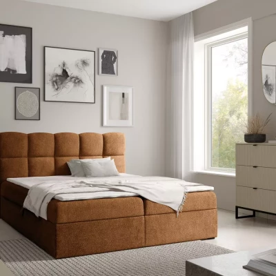 Continental-Bett 200x220 KLONDIKE - braun + Matratzenauflage