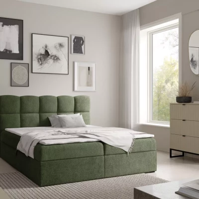 Continental-Bett 200x220 KLONDIKE - Flaschengrün + Matratzenauflage