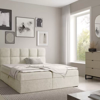 Kontinentales Bett 200x220 KLONDIKE - Creme + Matratzenauflage