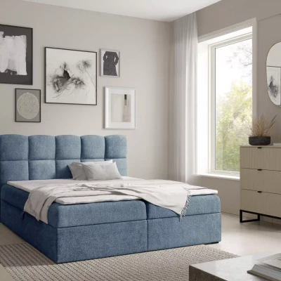Continental-Bett 200x220 KLONDIKE - blau + Matratzenauflage