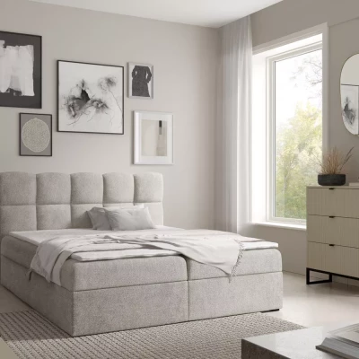 Continental-Bett 200x220 KLONDIKE - Platingrau + Matratzenauflage