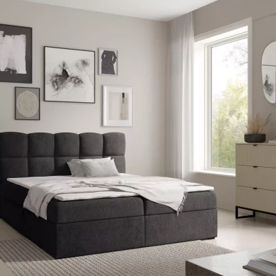 Continental-Bett 180x220 KLONDIKE - schwarz + Matratzenauflage