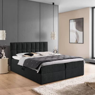 Doppelbett mit Polsterung 200x220 ALIBINA - schwarz + Matratzenauflage