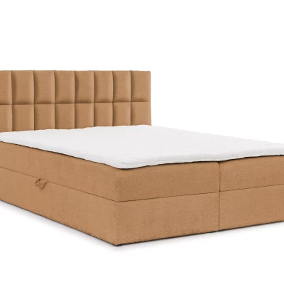 Doppelbett mit Polsterung 200x220 ALIBINA - hellbraun + Matratzenauflage