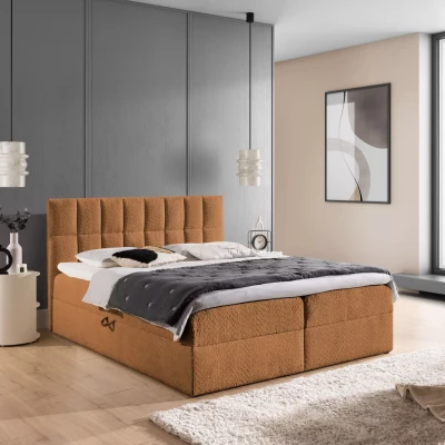 Doppelbett mit Polsterung 200x220 ALIBINA - braun + Matratzenauflage