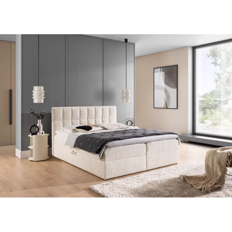 Doppelbett mit Polsterung 200x220 ALIBINA - creme + Matratzenauflage