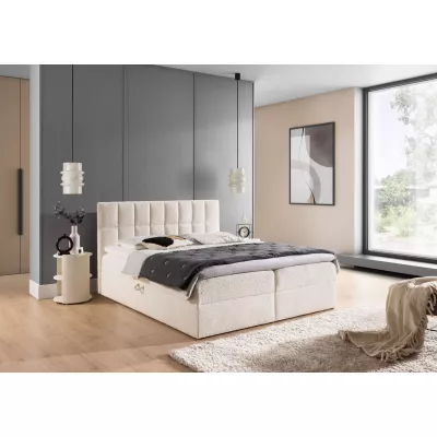 Doppelbett mit Polsterung 200x220 ALIBINA - creme + Matratzenauflage
