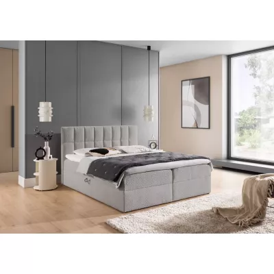 Doppelbett mit Polsterung 180x220 ALIBINA - hellgrau + Matratzenauflage