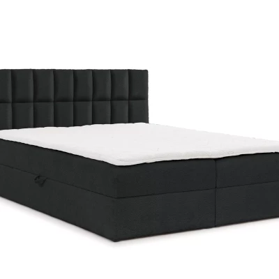 Doppelbett mit Polsterung 180x220 ALIBINA - schwarz + Matratzenauflage