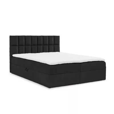 Doppelbett mit Polsterung 140x220 ALIBINA - schwarz + Matratzenauflage