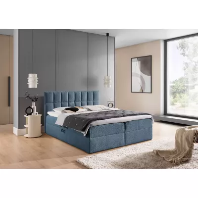 Doppelbett mit Polsterung 140x220 ALIBINA - blau + Matratzenauflage