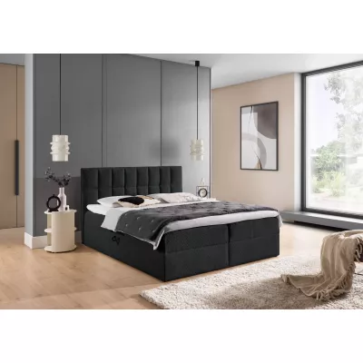 Einzelbett mit Polsterung 120x220 ALIBINA - schwarz + Matratzenauflage