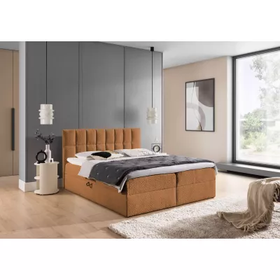 Einzelbett mit Polsterung 120x220 ALIBINA - braun + Matratzenauflage