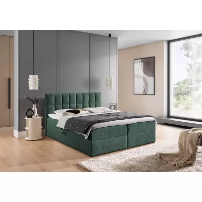 Einzelbett mit Polsterung 120x220 ALIBINA - Flaschengrün + Matratzenauflage