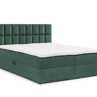 Einzelbett mit Polsterung 120x220 ALIBINA - Flaschengrün + Matratzenauflage