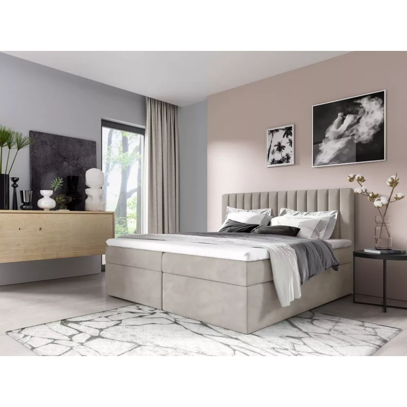 Doppelbett 160x220 IANA - beige + GRATIS Matratzenauflage
