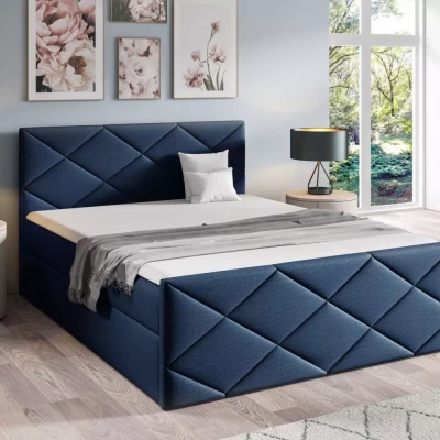 Bett mit Matratze und Lattenrost HALKA – 200 x 220 cm, blau 4 + GRATIS Topper