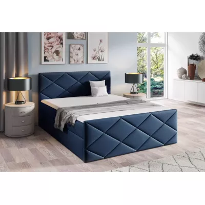 Bett mit Matratze und Lattenrost HALKA – 120 x 220 cm, blau 4 + GRATIS Topper