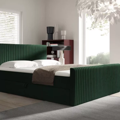 Kontinentales Bett 140x220 BINDY - Flaschengrün + GRATIS Matratzenauflage