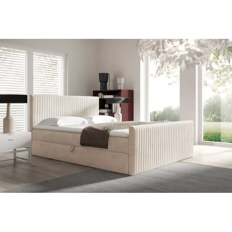 Kontinentales Bett 120x220 BINDY - beige + GRATIS Matratzenauflage