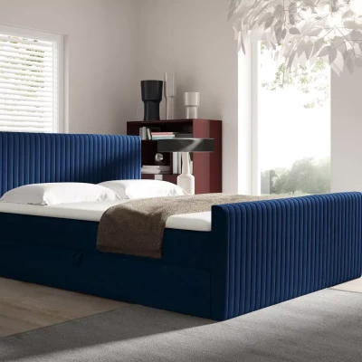 Continental-Bett 120x220 BINDY - Dunkelblau + GRATIS Matratzenauflage