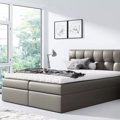 Polsterbett REX – 120 x 220 cm, grau + GRATIS Matratzenauflage