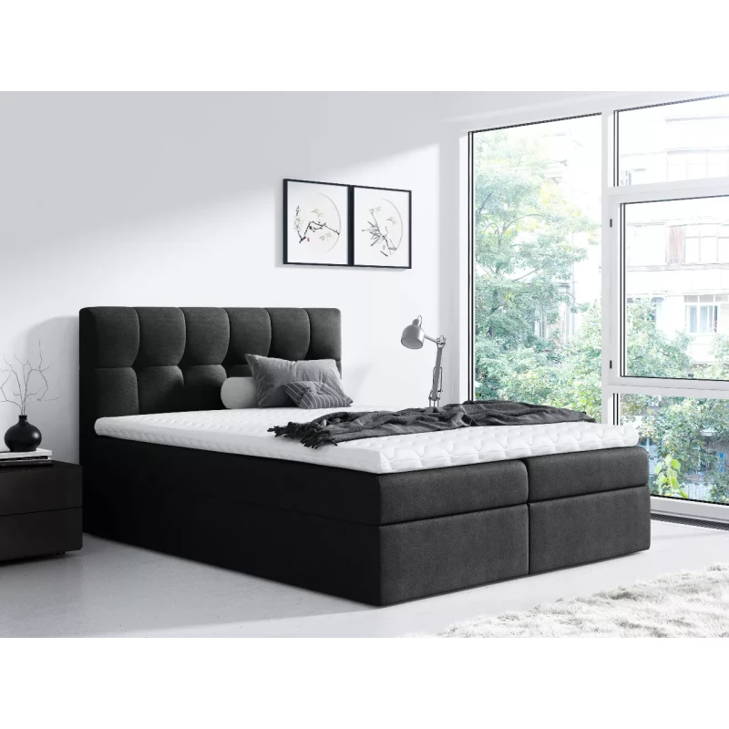 Einzelbett REX 120x220, schwarz + Matratzenauflage