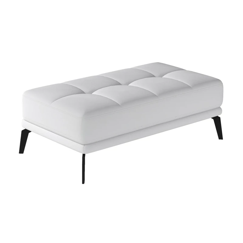 Stilvoller Hocker ZINARA – weißes Öko-Leder