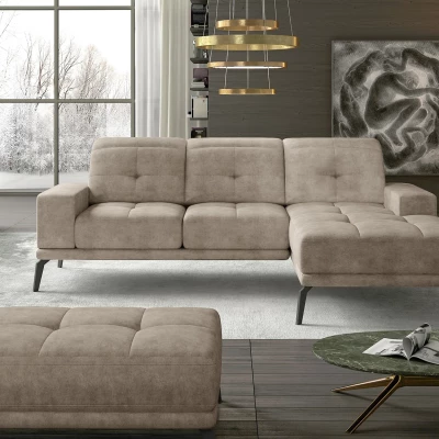 Stilvoller Hocker ZINARA – beiges Öko-Leder