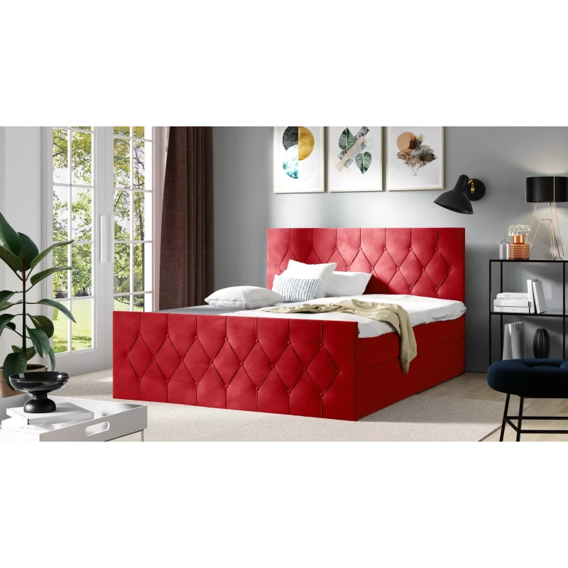 Polsterbett TIBOR LUX – 120x220, rot + GRATIS Matratzenauflage