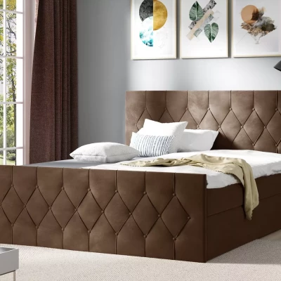 Polsterbett TIBOR LUX – 120 x 220 cm, braun + GRATIS Matratzenauflage