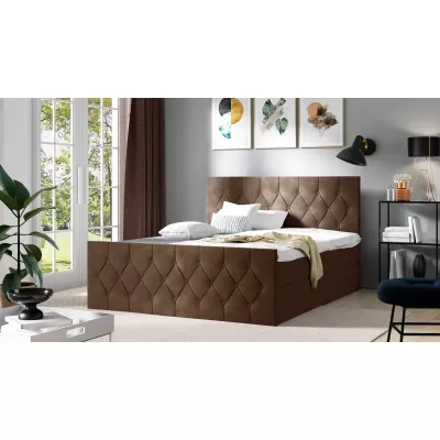 Polsterbett TIBOR LUX – 120 x 220 cm, braun + GRATIS Matratzenauflage