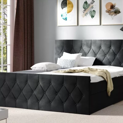Polsterbett TIBOR LUX – 120x220, schwarz + GRATIS Matratzenauflage