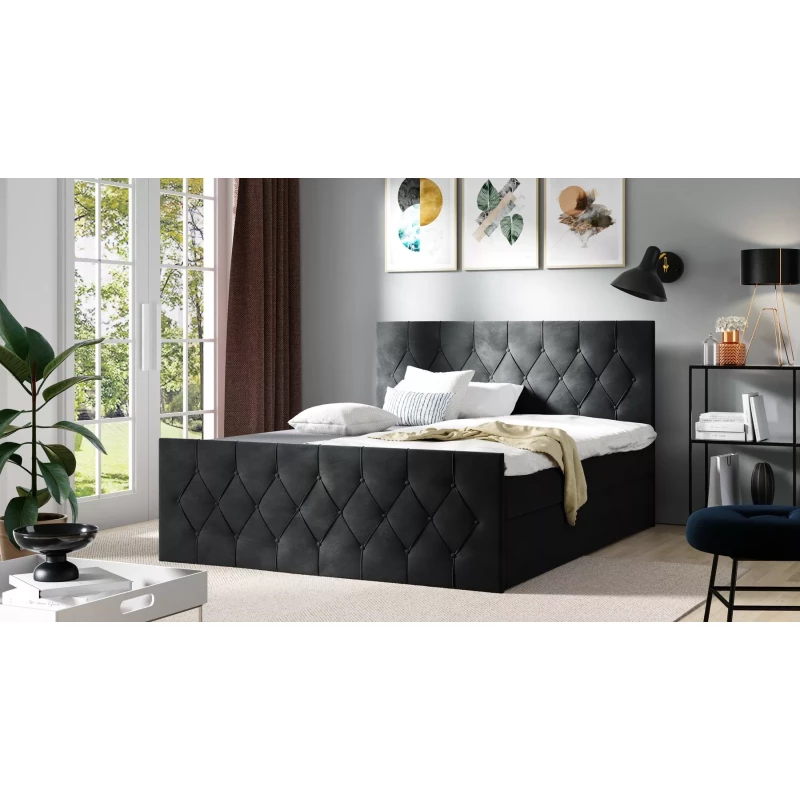 Polsterbett TIBOR LUX – 120x220, schwarz + GRATIS Matratzenauflage
