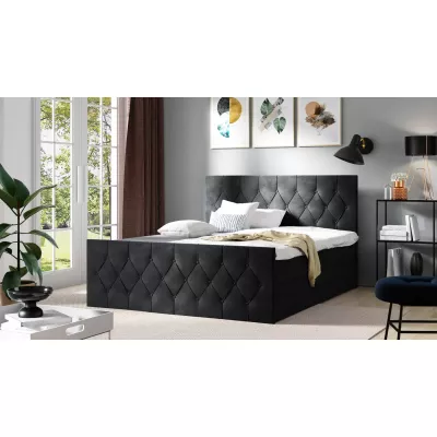 Polsterbett TIBOR LUX – 120x220, schwarz + GRATIS Matratzenauflage