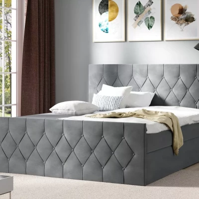 Polsterbett TIBOR LUX – 120x220, grau + GRATIS Matratzenauflage