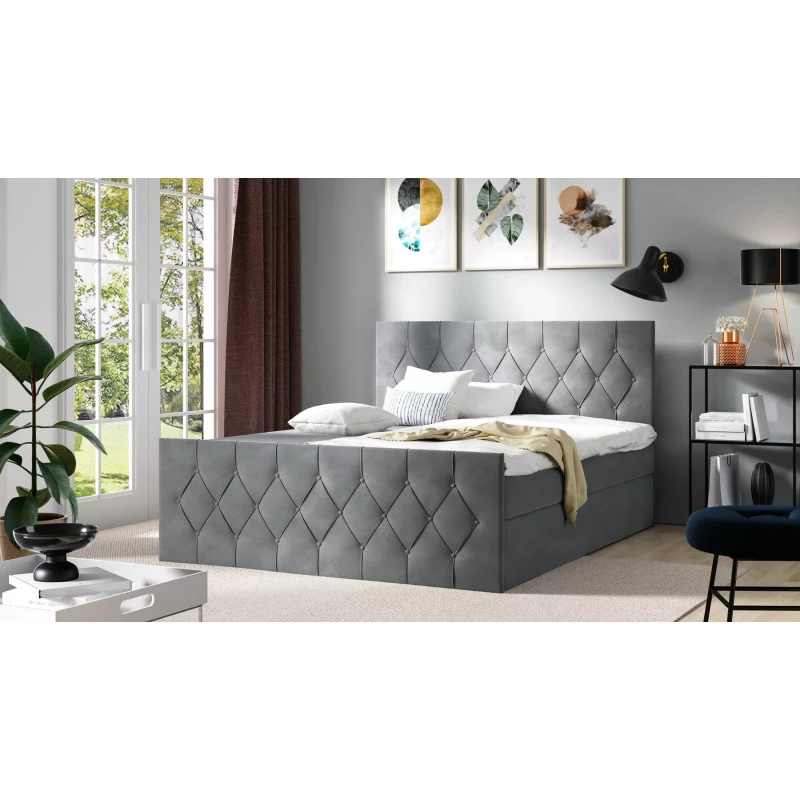 Polsterbett TIBOR LUX – 120x220, grau + GRATIS Matratzenauflage