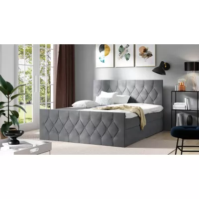 Polsterbett TIBOR LUX – 120x220, grau + GRATIS Matratzenauflage
