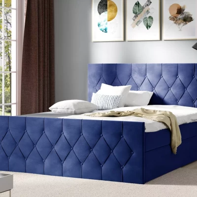 Polsterbett TIBOR LUX – 120x220, blau + GRATIS Matratzenauflage