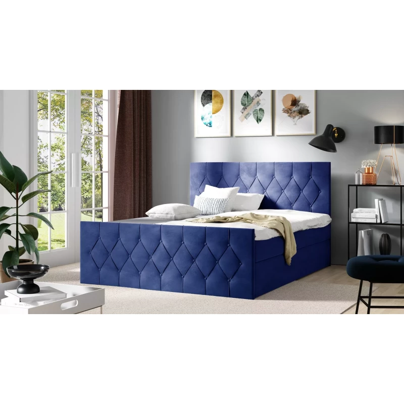 Polsterbett TIBOR LUX – 120x220, blau + GRATIS Matratzenauflage