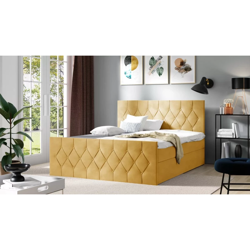Polsterbett TIBOR LUX – 120x220, gelb + GRATIS Matratzenauflage