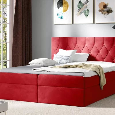 Boxspringbett TIBOR – 120 x 220 cm, rot + GRATIS Matratzenauflage