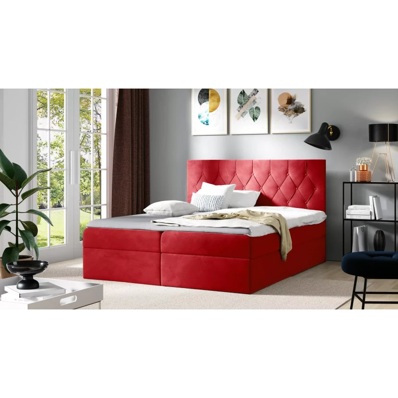 Boxspringbett TIBOR – 120 x 220 cm, rot + GRATIS Matratzenauflage