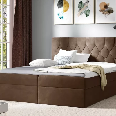 Boxspringbett TIBOR – 120 x 220 cm, braun + GRATIS Matratzenauflage