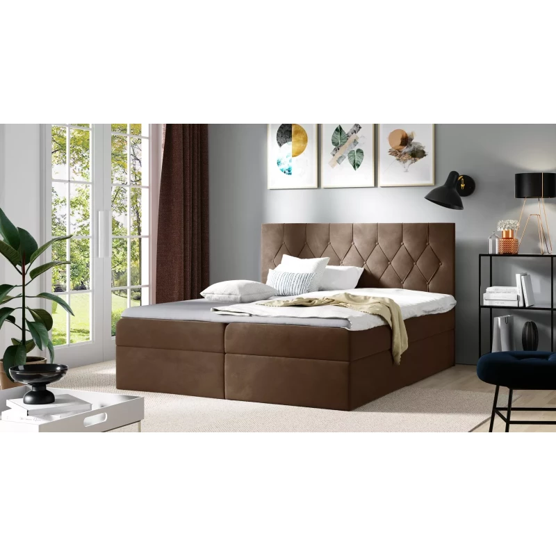 Boxspringbett TIBOR – 120 x 220 cm, braun + GRATIS Matratzenauflage