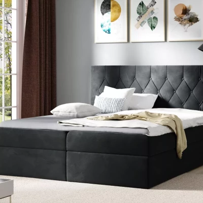 Boxspringbett TIBOR – 120 x 220 cm, schwarz + GRATIS Matratzenauflage
