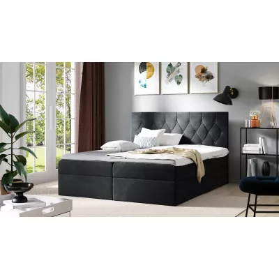 Boxspringbett TIBOR – 120 x 220 cm, schwarz + GRATIS Matratzenauflage