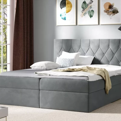 Boxspringbett TIBOR – 120 x 220 cm, grau + GRATIS Matratzenauflage