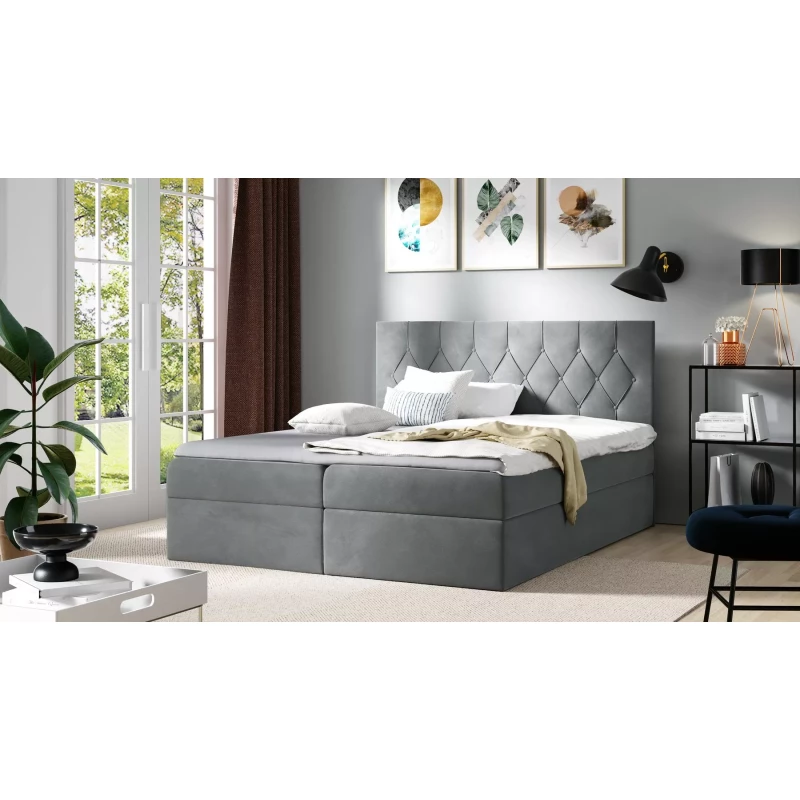 Boxspringbett TIBOR – 120 x 220 cm, grau + GRATIS Matratzenauflage