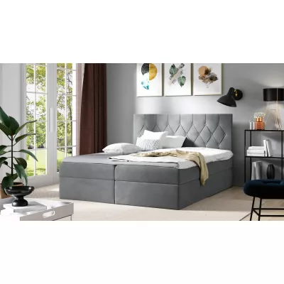 Boxspringbett TIBOR – 120 x 220 cm, grau + GRATIS Matratzenauflage